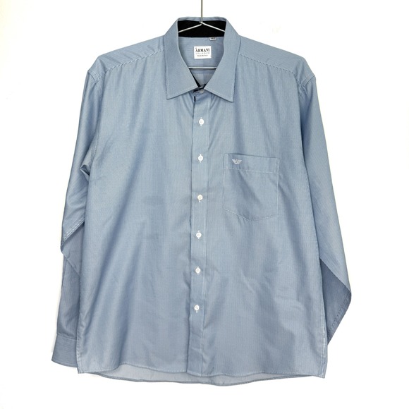 Armani Collezioni Other - Armani Collezioni Men Striped Dress Shirt Blue White Italy Size 42 17
